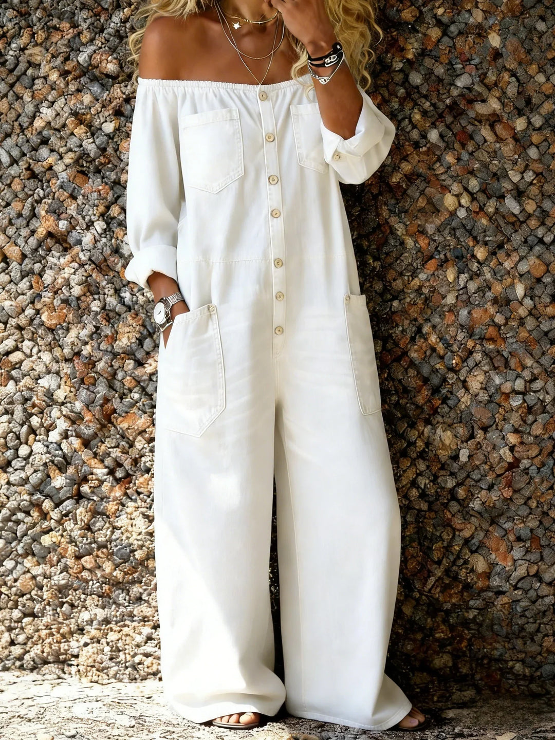 Léa | Casual Denim Jumpsuit with Long Sleeves