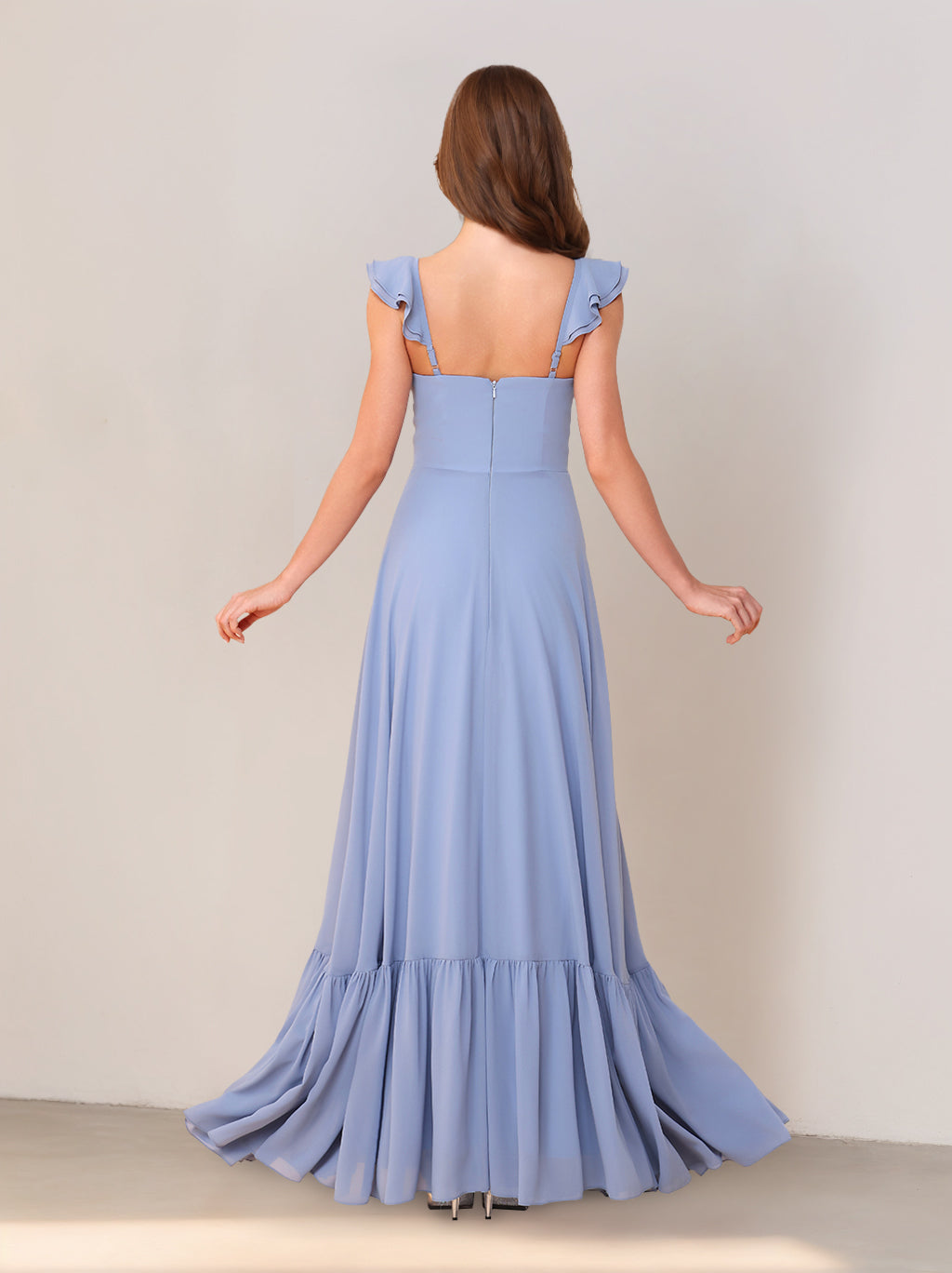 A-Line/Princess Sweetheart Sleeveless Floor-Length Bridesmaid Dresses with Ruffles & Split Side