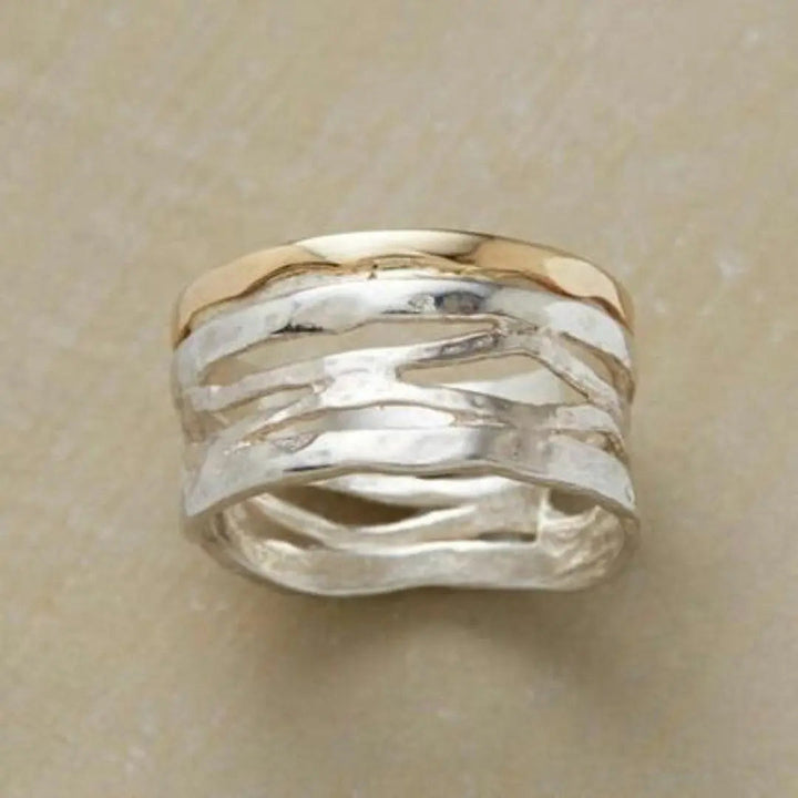 Antique Gold and Silver Hollow Band Ring