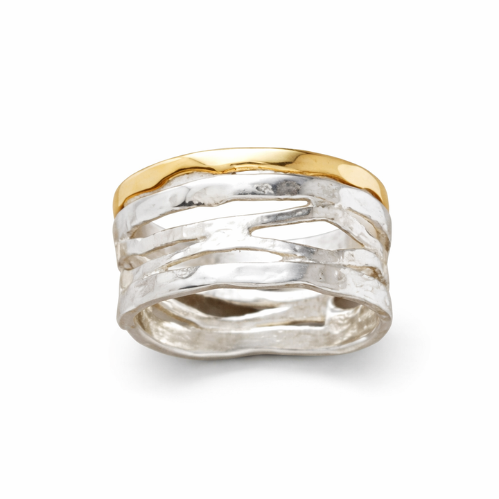 Antique Gold and Silver Hollow Band Ring