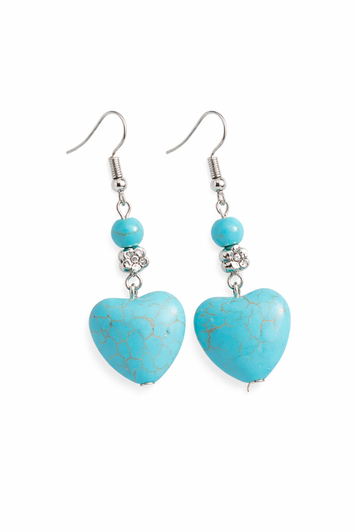 Antique Turquoise Heart Drop Earrings