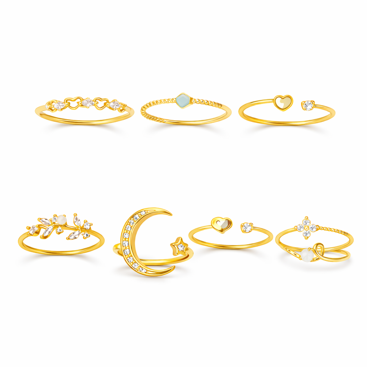 10 Pack of Bohemian Silver & Gold Rings