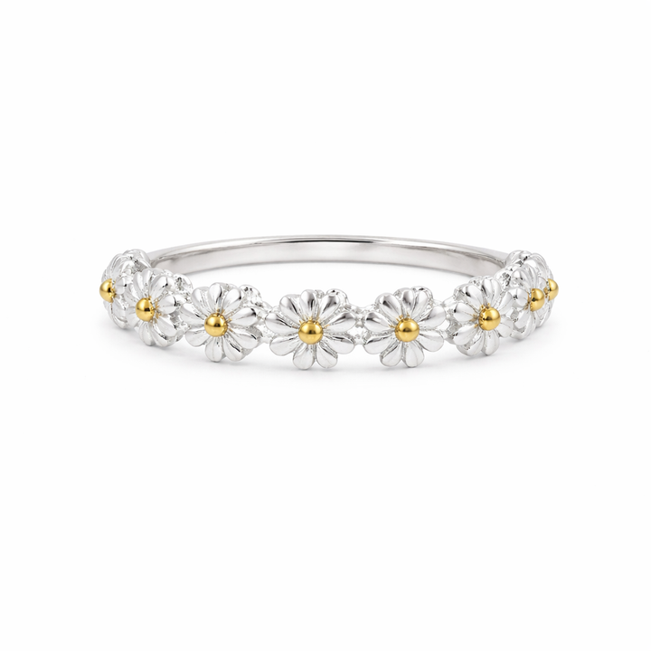 Adjustable Silver Daisy Ring