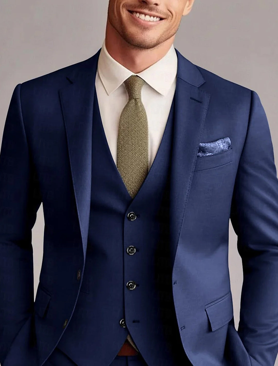 Green Red Blue Yellow Men's Tailored 3 Pieces Solid Coloured Fit Single Breasted Two-buttons Wedding Suits