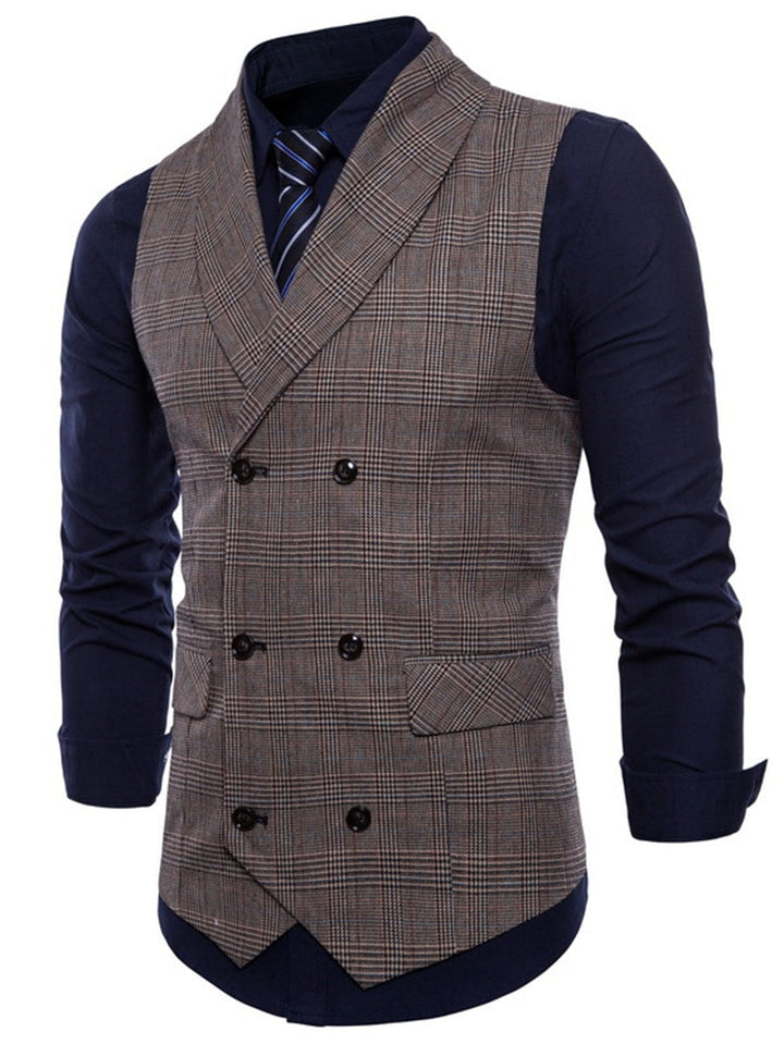 Light Grey Men's Formal Striped Two Breasted-Six Buttons Casual Daily Vest