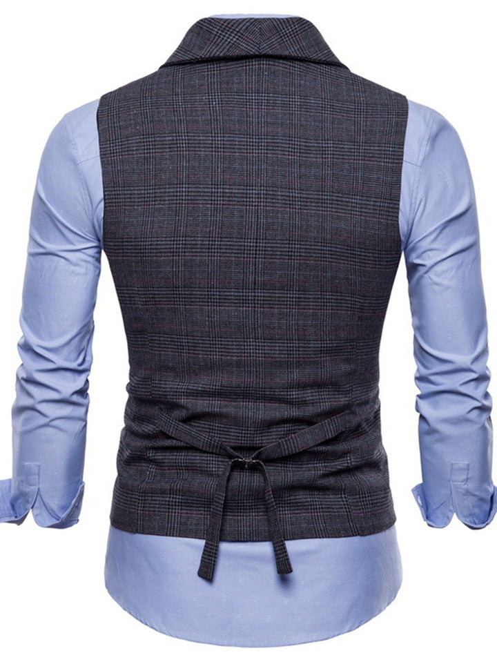 Light Grey Men's Formal Striped Two Breasted-Six Buttons Casual Daily Vest