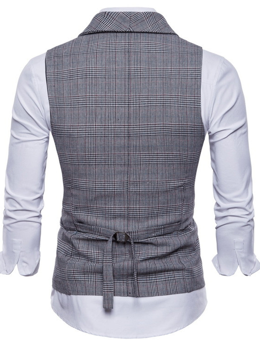 Light Grey Men's Formal Striped Two Breasted-Six Buttons Casual Daily Vest