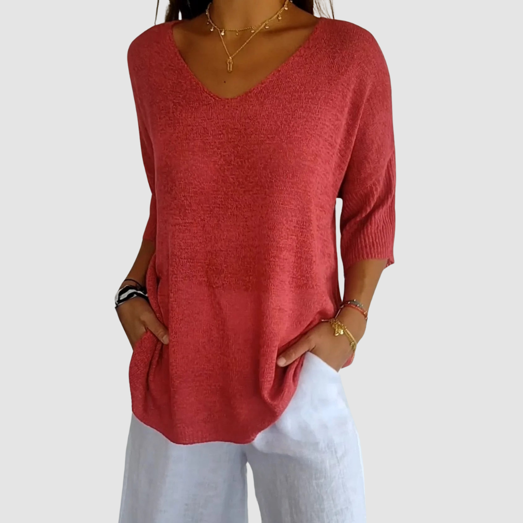 Camille | Knit V-Neck Top