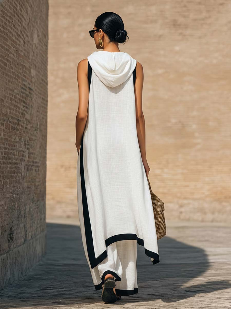 Amara | Elegant Asymmetrical Cut Linen Cotton Artistic Outfit