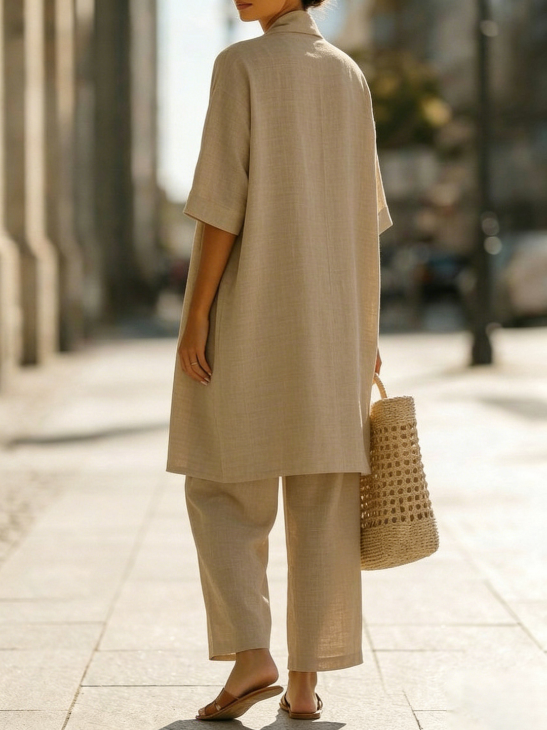 Elena | Three-Piece Minimalist Set in Cotton and Linen