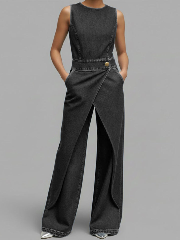 Chloé | Sleeveless Denim Jumpsuit Wide Cut