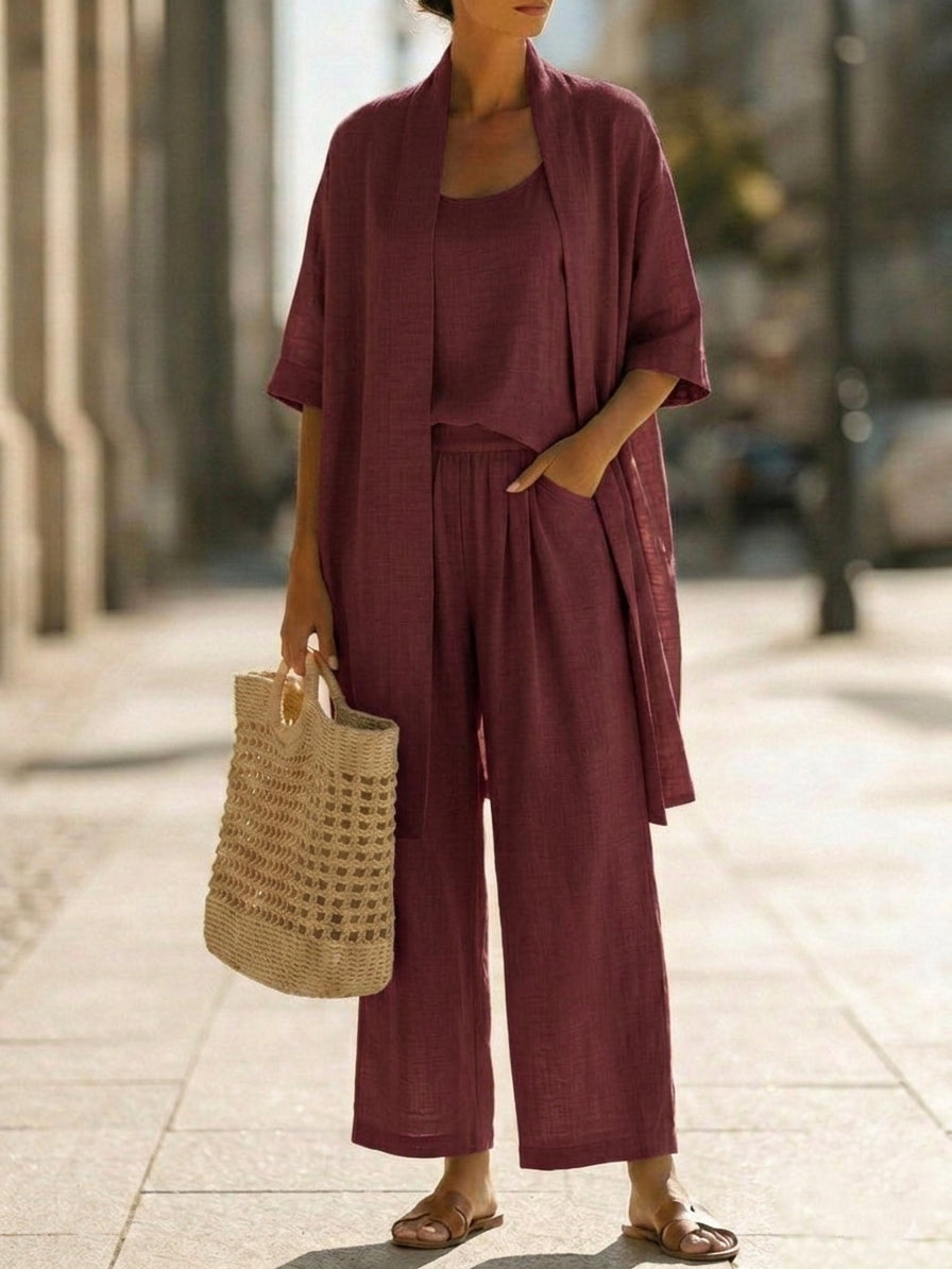 Elena | Three-Piece Minimalist Set in Cotton and Linen