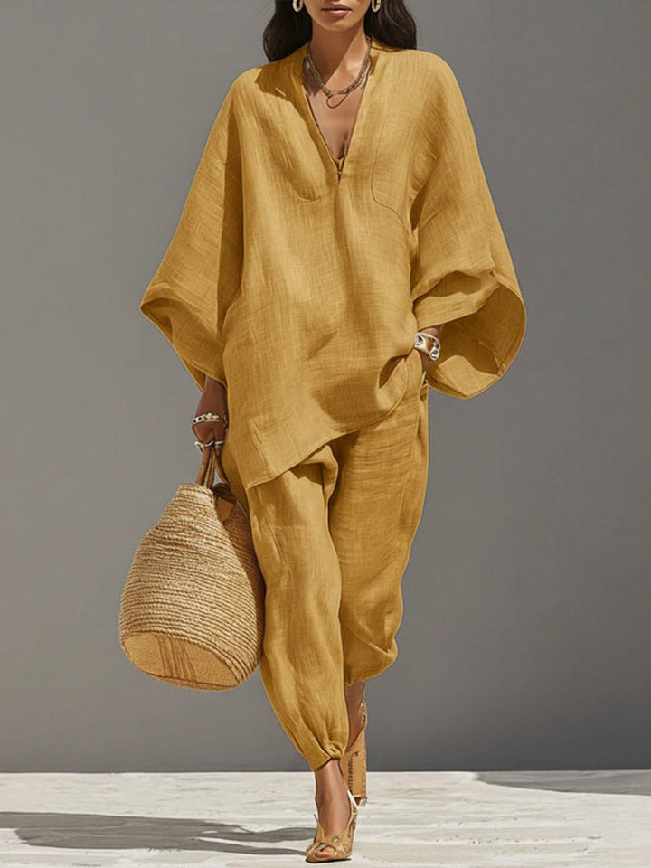 Claire | Linen and Cotton Ensemble Natural Elegance
