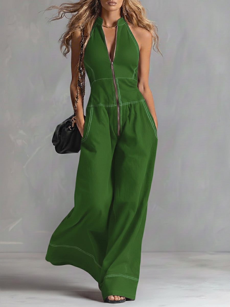 Alessia | Elegant Casual Zip-Up Cotton Jumpsuit