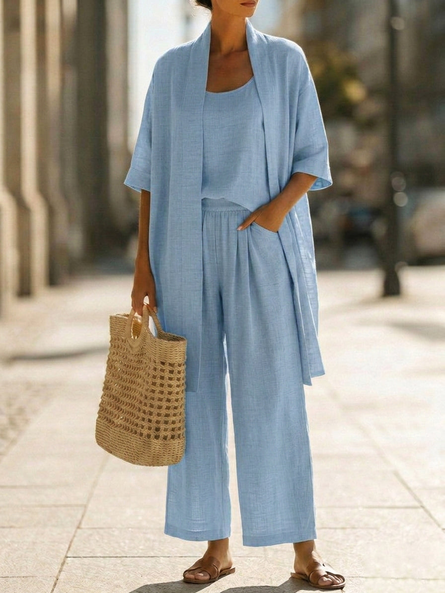 Elena | Three-Piece Minimalist Set in Cotton and Linen