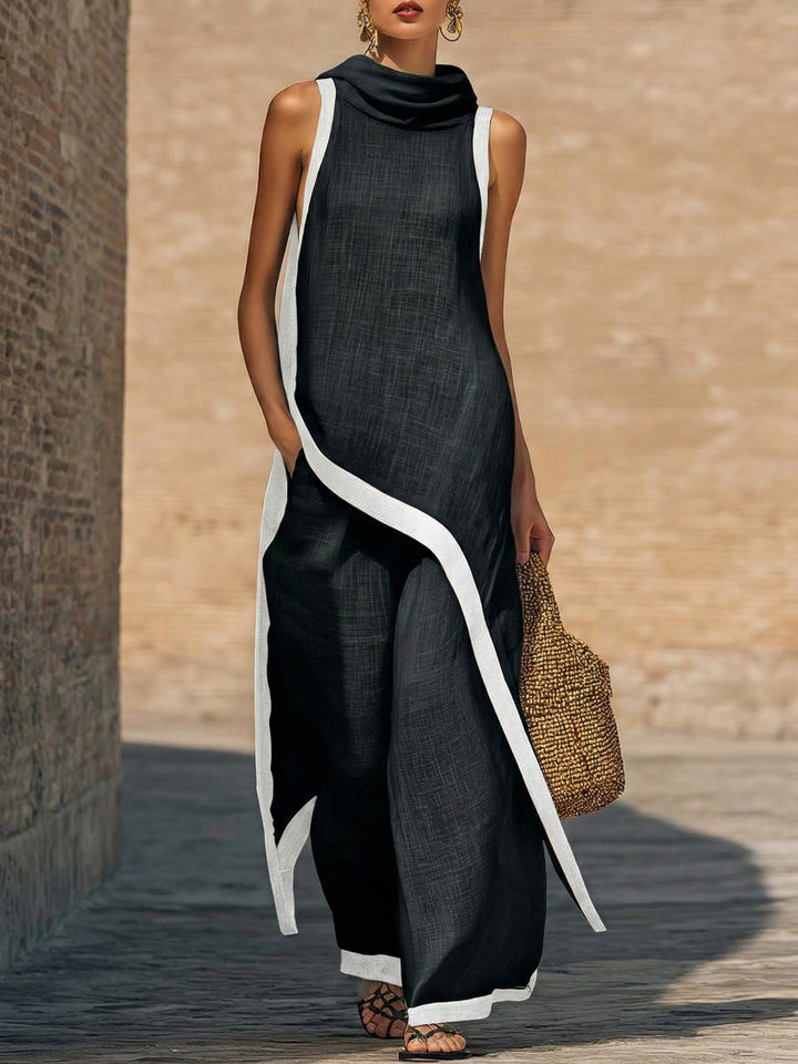 Amara | Elegant Asymmetrical Cut Linen Cotton Artistic Outfit