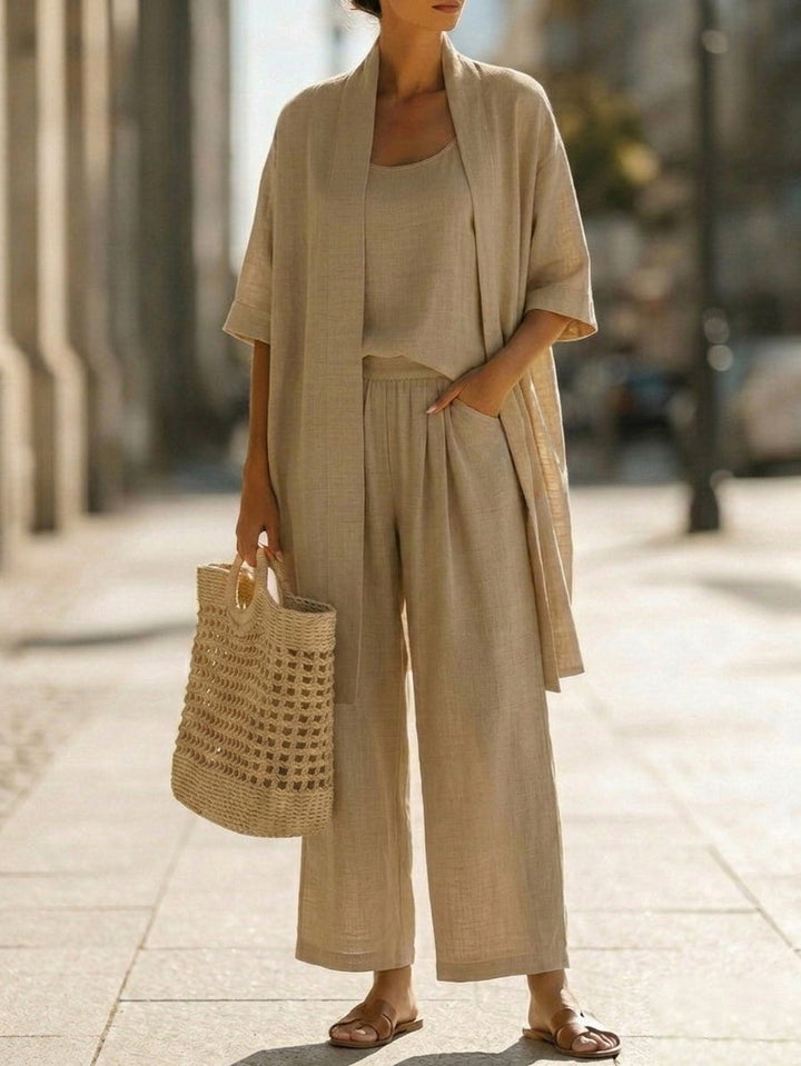 Elena | Three-Piece Minimalist Set in Cotton and Linen