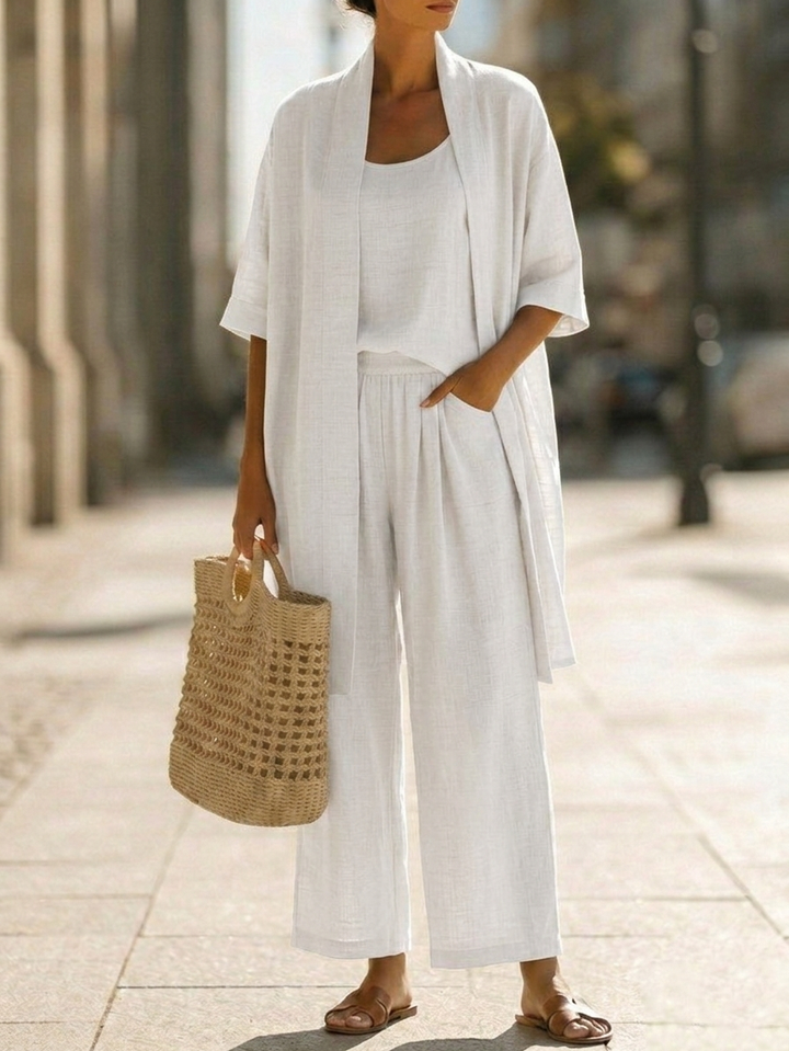 Elena | Three-Piece Minimalist Set in Cotton and Linen