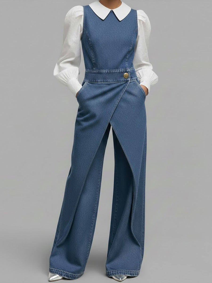 Chloé | Sleeveless Denim Jumpsuit Wide Cut
