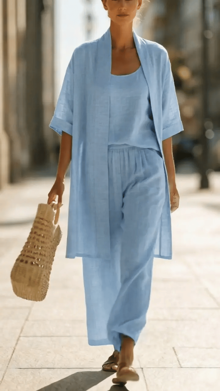 Elena | Three-Piece Minimalist Set in Cotton and Linen