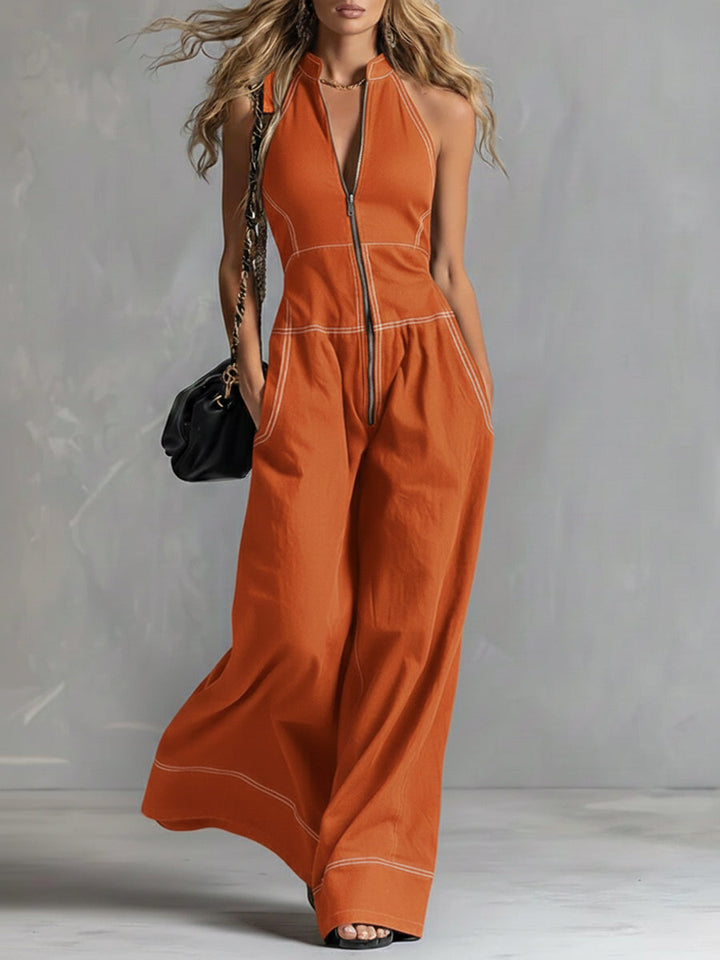 Alessia | Elegant Casual Zip-Up Cotton Jumpsuit