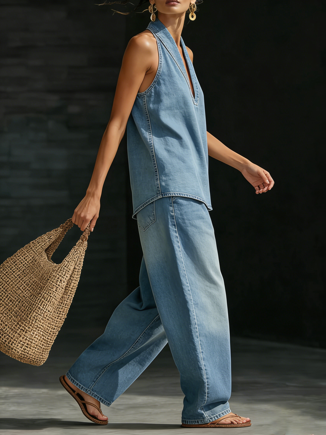 Anna | Minimalist Two-Piece Denim Set
