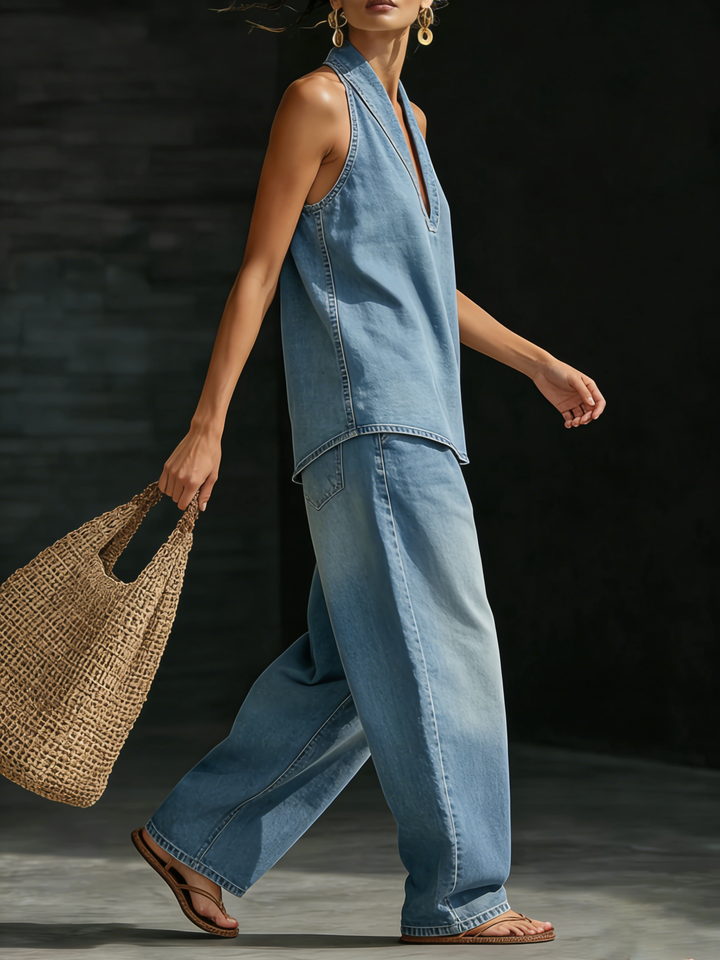 Anna | Minimalist Two-Piece Denim Set