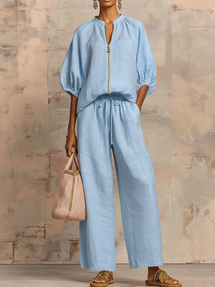 Léonie | Elegant Two-Piece Set in Cotton and Linen