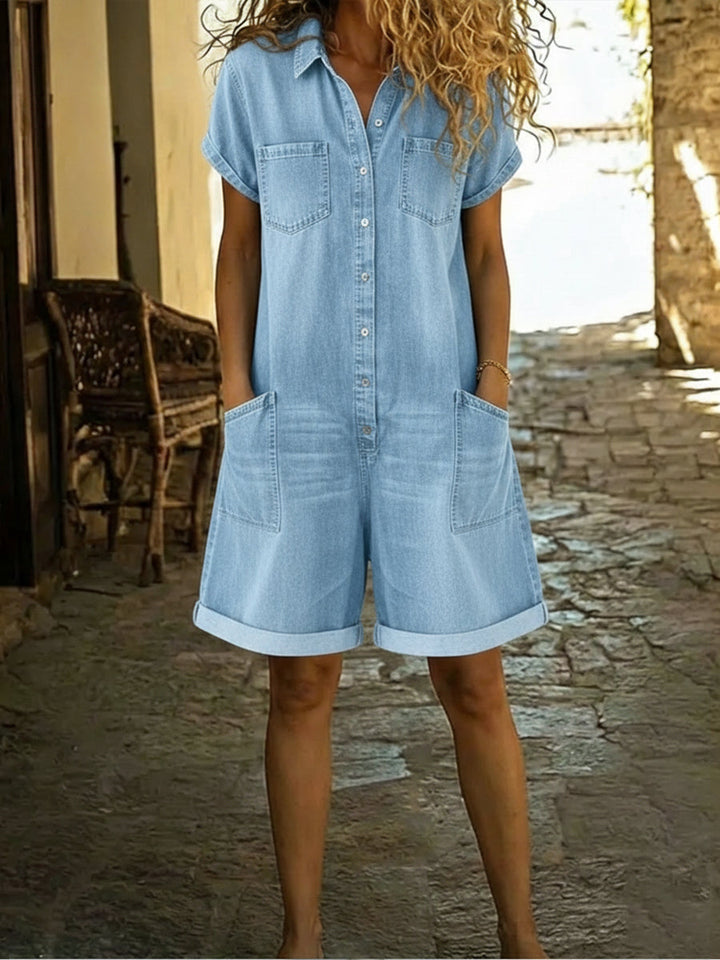 Solena | Casual Denim Short Jumpsuit